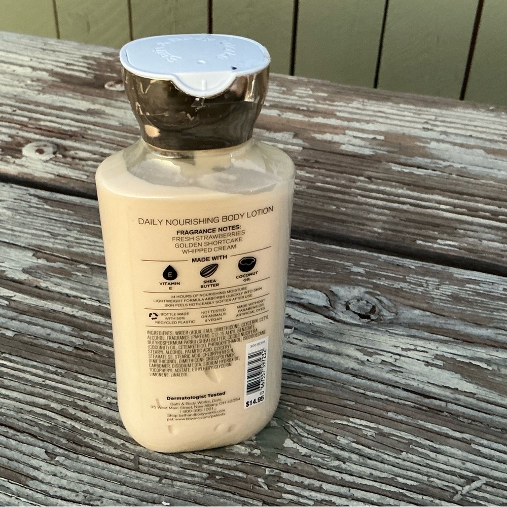 Bath & Body Works Strawberry Pound Cake Lotion with Pink and Gold Accents - Picture 4 of 5
